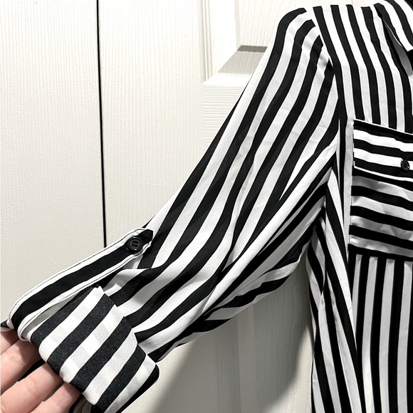 Tinas Fashion Striped Long Sleeve Button Up Blouse - Picture 5 of 9